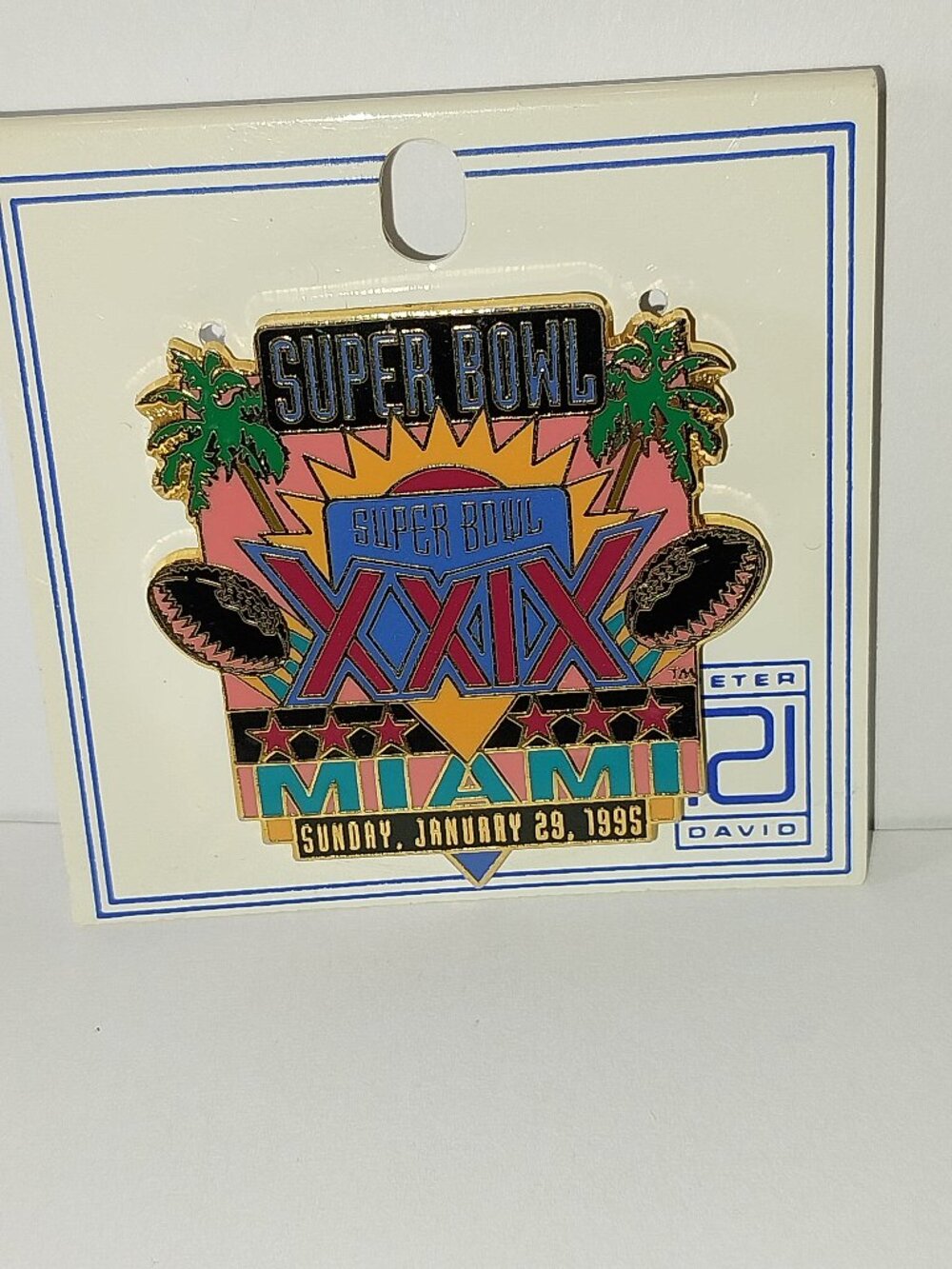 Vintage 1995 Super Bowl XXIX Pin by Peter David Miami Flamingos